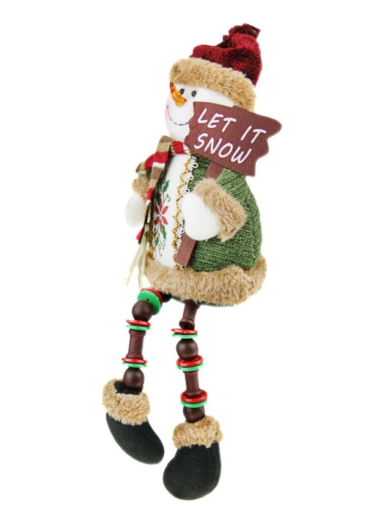 Greenery Christmas Snowman Plush Stuffed Toy Standing Collectible Figurines Stacking Figure Toy Xmas Home Indoor Table Display Ornament Party Decoration Costume - Image 3
